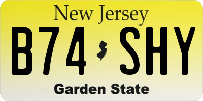 NJ license plate B74SHY