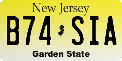 NJ license plate B74SIA