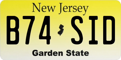 NJ license plate B74SID