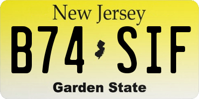 NJ license plate B74SIF
