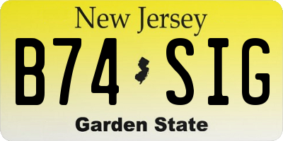 NJ license plate B74SIG