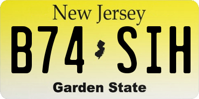 NJ license plate B74SIH
