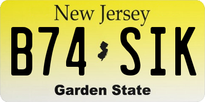 NJ license plate B74SIK