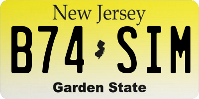 NJ license plate B74SIM