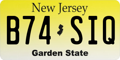NJ license plate B74SIQ