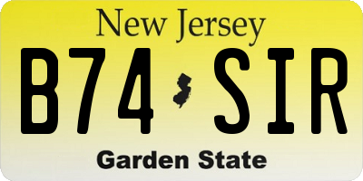 NJ license plate B74SIR