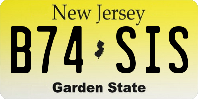NJ license plate B74SIS