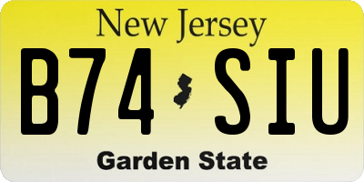NJ license plate B74SIU