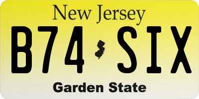 NJ license plate B74SIX