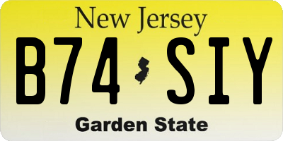 NJ license plate B74SIY