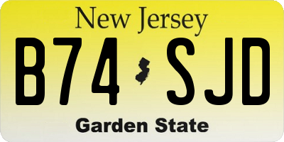 NJ license plate B74SJD
