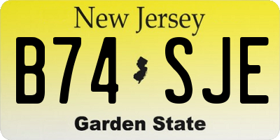 NJ license plate B74SJE