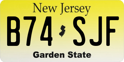 NJ license plate B74SJF