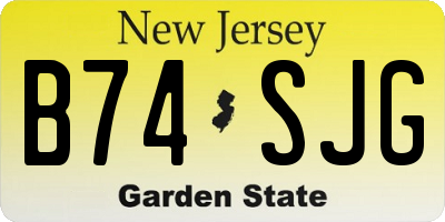 NJ license plate B74SJG