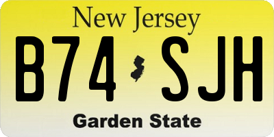 NJ license plate B74SJH