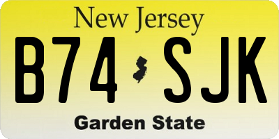 NJ license plate B74SJK