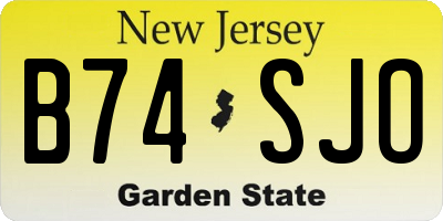 NJ license plate B74SJO
