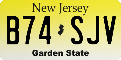 NJ license plate B74SJV