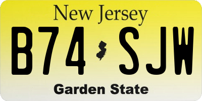 NJ license plate B74SJW