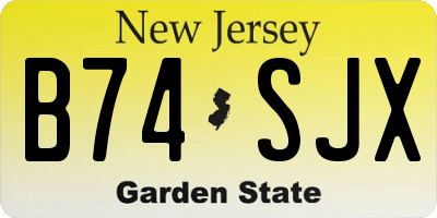 NJ license plate B74SJX