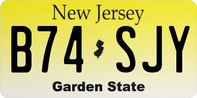 NJ license plate B74SJY
