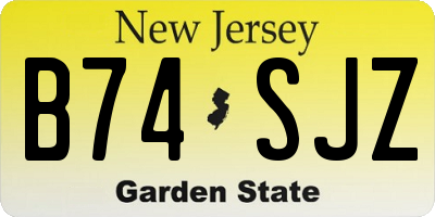 NJ license plate B74SJZ