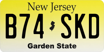 NJ license plate B74SKD