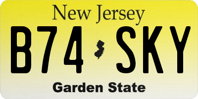 NJ license plate B74SKY