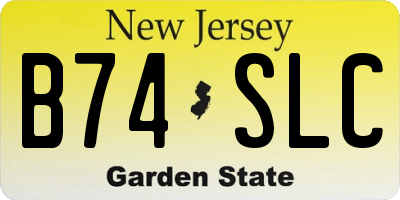 NJ license plate B74SLC