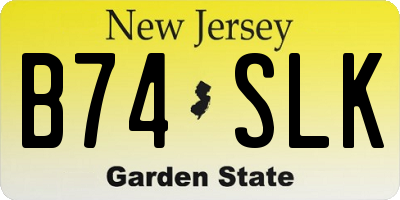 NJ license plate B74SLK