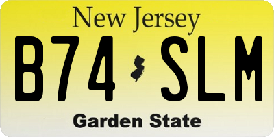 NJ license plate B74SLM