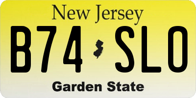 NJ license plate B74SLO