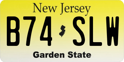 NJ license plate B74SLW