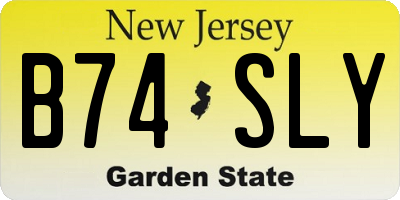 NJ license plate B74SLY