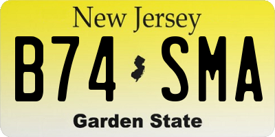 NJ license plate B74SMA