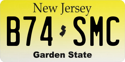 NJ license plate B74SMC