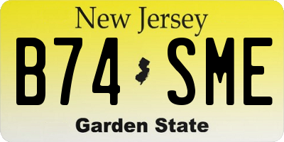 NJ license plate B74SME