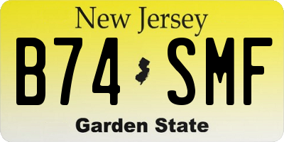 NJ license plate B74SMF
