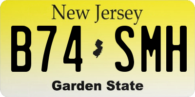 NJ license plate B74SMH