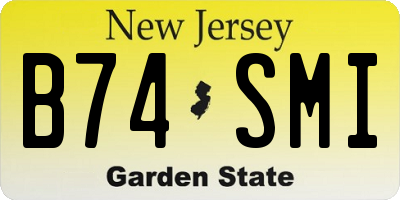 NJ license plate B74SMI