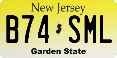 NJ license plate B74SML