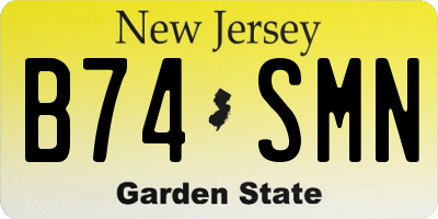 NJ license plate B74SMN