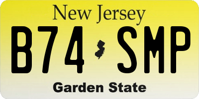 NJ license plate B74SMP
