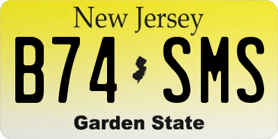 NJ license plate B74SMS
