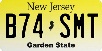 NJ license plate B74SMT