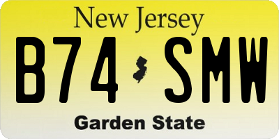 NJ license plate B74SMW