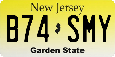 NJ license plate B74SMY