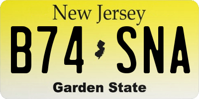 NJ license plate B74SNA