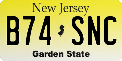 NJ license plate B74SNC
