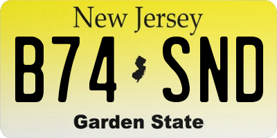 NJ license plate B74SND